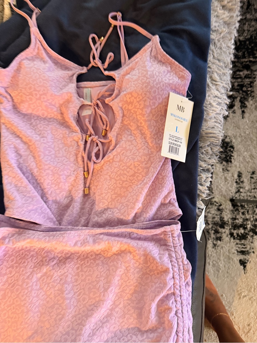 Lavender Tie-Front One-Piece Swimsuit